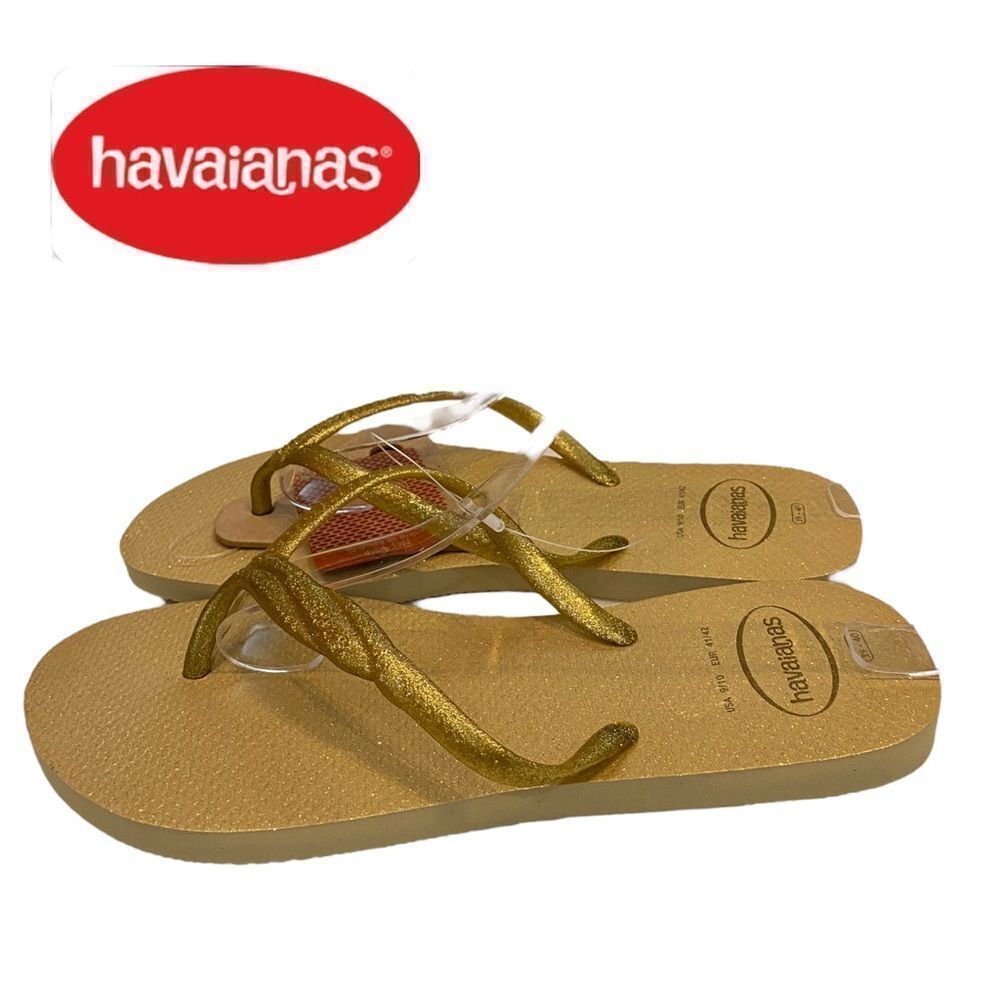 NEW with Tag Havaianas Slim Sparkle Sand Grey Flip Flop Sandals 9/10 11/12